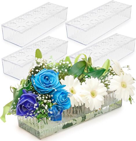 2 Pack Leak-Proof Wave Design Acrylic Long Vases for Centerpieces - 24" Clear Flower Rectangle Vase as Floral Centerpieces for Tables, Long Flower Vase with 12 Holes as Flower Arrangement Holder in Saudi Arabia