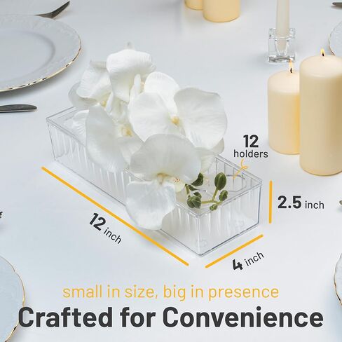 2 Pack Leak-Proof Wave Design Acrylic Long Vases for Centerpieces - 24" Clear Flower Rectangle Vase as Floral Centerpieces for Tables, Long Flower Vase with 12 Holes as Flower Arrangement Holder in Saudi Arabia