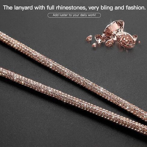 Artscope ID Card Holder Lanyard, 34.8'' All Around Bling Crystal Neck Strap Lanyard Women's Chain Badge Necklace (AB Color) in Saudi Arabia