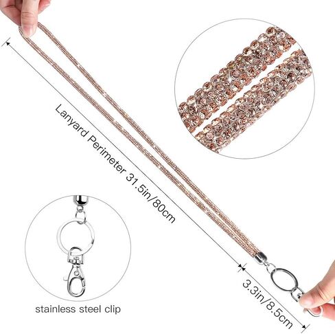 Artscope ID Card Holder Lanyard, 34.8'' All Around Bling Crystal Neck Strap Lanyard Women's Chain Badge Necklace (AB Color) in Saudi Arabia