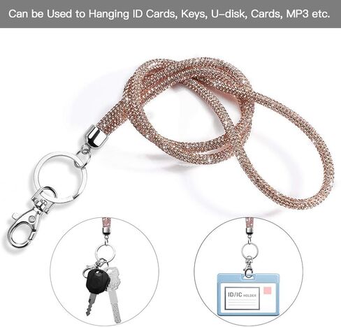 Artscope ID Card Holder Lanyard, 34.8'' All Around Bling Crystal Neck Strap Lanyard Women's Chain Badge Necklace (AB Color) in Saudi Arabia