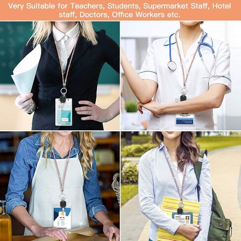 Artscope ID Card Holder Lanyard, 34.8'' All Around Bling Crystal Neck Strap Lanyard Women's Chain Badge Necklace (AB Color) in Saudi Arabia