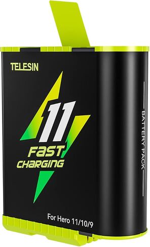 بطارية TELESIN Enduro (عبوتان) لـ GoPro 11 10 9، سعة كبيرة تدوم طويلاً كبطاريات أصلية تدعم الشحن السريع لملحقات شاحن الكاميرا Go Pro Hero 11 Hero 10 Hero 9 in Saudi Arabia