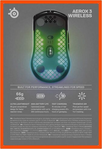SteelSeries Aerox 3 Wireless - Super Light Gaming Mouse - 18,000 CPI TrueMove Air Optical Sensor - Ultra-lightweight Water Resistant Design - 200 Hour Battery Life in Kuwait
