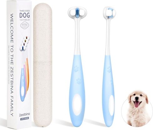 Zestbina Ultra Soft Nano Bristles Dog Toothbrush,Pet Dental Care Kit,3 Sided Design for Easy Teeth Cleaning,Suitable for All Dogs,for Your Pet's Sensitive Teeth and Gums in Saudi Arabia