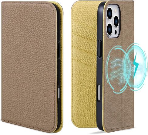 حافظة محفظة VISOUL لهاتف iPhone 16 Pro Max، حافظة محفظة من الجلد الأصلي مرصوفة بالحصى مع حامل بطاقة، حافظة هاتف مغناطيسية، غطاء قابل للطي مع مسند لهاتف iPhone 16 Pro Max (6.9 بوصة) - أسود + أحمر in Kuwait