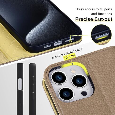 حافظة محفظة VISOUL لهاتف iPhone 16 Pro Max، حافظة محفظة من الجلد الأصلي مرصوفة بالحصى مع حامل بطاقة، حافظة هاتف مغناطيسية، غطاء قابل للطي مع مسند لهاتف iPhone 16 Pro Max (6.9 بوصة) - أسود + أحمر in Kuwait