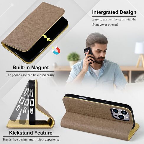 حافظة محفظة VISOUL لهاتف iPhone 16 Pro Max، حافظة محفظة من الجلد الأصلي مرصوفة بالحصى مع حامل بطاقة، حافظة هاتف مغناطيسية، غطاء قابل للطي مع مسند لهاتف iPhone 16 Pro Max (6.9 بوصة) - أسود + أحمر in Kuwait