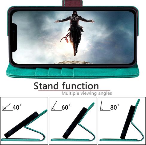 for iPhone 13 6.1" Genuine Leather Wallet case 【RFID Blocking】【4 Credit Card Holder】【Real Leather】 Flip Folio Book Phone case Protective Cover Women Men for Apple 13 case Light Brown in Saudi Arabia