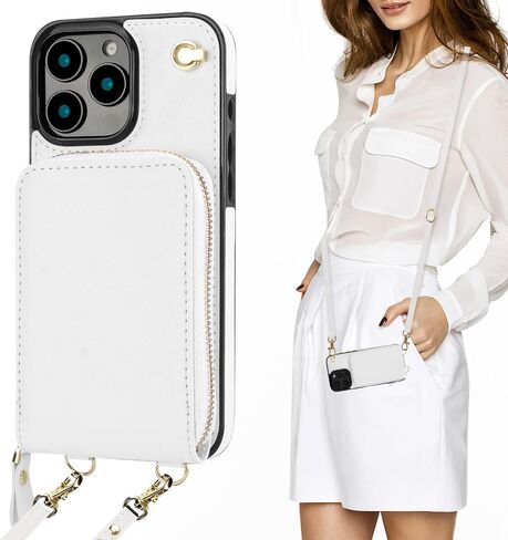 حافظة محفظة KIHUWEY Crossbody لهاتف iPhone 16 Pro Max، حافظة جيب بسحاب مع حامل بطاقة، حافظة حماية من جلد البولي يوريثان RFID مع مسند حزام معصم قابل للفصل 6.9 بوصة (ذهبي وردي) in Kuwait