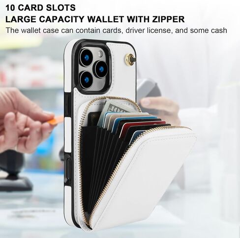 حافظة محفظة KIHUWEY Crossbody لهاتف iPhone 16 Pro Max، حافظة جيب بسحاب مع حامل بطاقة، حافظة حماية من جلد البولي يوريثان RFID مع مسند حزام معصم قابل للفصل 6.9 بوصة (ذهبي وردي) in Kuwait