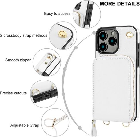 حافظة محفظة KIHUWEY Crossbody لهاتف iPhone 16 Pro Max، حافظة جيب بسحاب مع حامل بطاقة، حافظة حماية من جلد البولي يوريثان RFID مع مسند حزام معصم قابل للفصل 6.9 بوصة (ذهبي وردي) in Kuwait