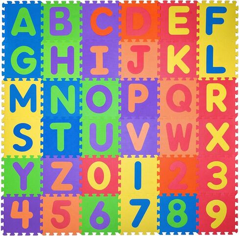 Non-Toxic Play Mat for Kids Toddlers Childrens Infants - Interlocking Foam Puzzle Thickest Baby Mat for Play & Exercise 36 Tiles 12x12in (10mm) - Floor Coverage 36 Sq Ft in Kuwait