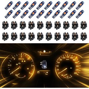 20Pcs T5 LED Lights for Car Dashboard, T5 37 74 LED Bulb with Twist Lock Socket, Super Bright PC74 PC37 Light Replacement for Instrument Cluster Dashboard Panel Gauge Indicator