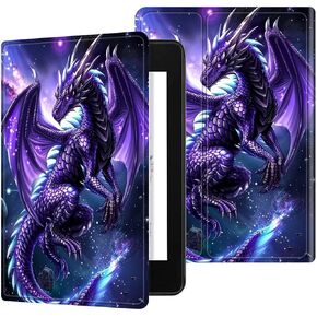 Case for 6" Kindle 11th Generation 2022 Model No: C2V2L3, PU Leather Multiple Viewing Angles & Kickstand Back Case Drop Protection Smart Cover with Auto Sleep/Wake, Purple Dragon