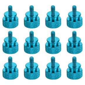 MECCANIXITY 12pcs UNC6-32x6.5mm Knurled Thumb Screw Computer Case Threaded Hand Tighten Screws Aluminum Alloy for PC Case, Purple