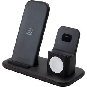Scosche CSQ3N1-SP Compatible/Replacement for Qi-Enabled Smartphones, Watches and Earbuds, Charging Cases, Qi-Certified Wireless Charging Dock, Black