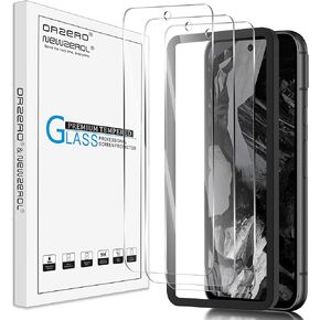 Orzero (3 Pack) Tempered Glass Screen Protector Compatible for Google Pixel 8a, with Alignment Frame Protector De Pantalla 2.5D Arc Edges High Definition Bubble Free Anti-Scratch