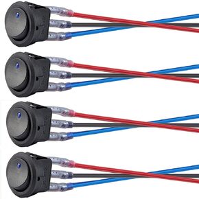 مفتاح تبديل الروك QOFOWIN، 12V 20A/24V 10A 3Pin Dot Green Light ON/Off LED تبديل التبديل للسيارة، شاحنة خفيفة، سيارات السباق، RV's، البحرية (10 قطع + سلك)) (أخضر)