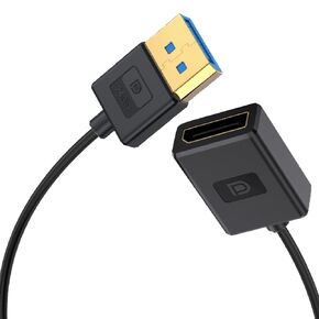 1ft DisplayPort UHD Extension Silicone Cable, OD 3.8mm Ultra Thin HDMI DisplayPort 1.4V Extender Cord, Straight Male to Straight Female DP 32.4Gbps Ultra High Speed Cable, 8K@60Hz