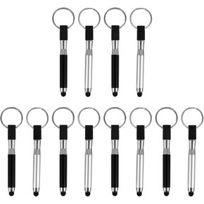 Mikikit Stylus Pen with Keyring, 12 Pcs Stylus Pens for Touch Screens Keychain Stylus Pen Plastic Touch Screen Ballpoint Pen Key Ring Touchscreen Stylus Pen