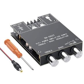 ZK-502T Bluetooth Amplifier Board with Treble and Bass Control 2.0 Channel TPA3116D2 50Wx 2 Bluetooth 5.0 AMP Board for Home Passive Speakers