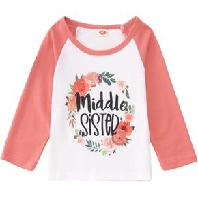 Sister Matching Flower Outfit Baby Little Sister Romper Infant Toddler Girl Middle/Big Sister Shirt Fall Blouse Top