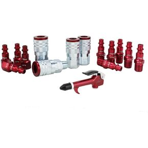 COLORFIT® by Milton® Air Compressor Accessories Kit, 1/4" NPT, M-STYLE® Air Nozzle Starter Kit, Red - 15 Pieces