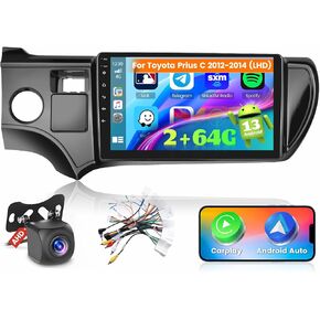 [2+64G] Ohradio Android 13 Car Stereo for Toyota Prius C 2012-2014 (LHD), 9'' Touch Screen Car Radio with Wireless CarPlay Android Auto GPS Navigation Mirror Link WiFi BT DSP