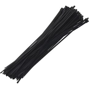 12" Supreme Black Polyester Coated 316 Stainless Steel Cable Zip Ties, 150 lb, (100 Piece)