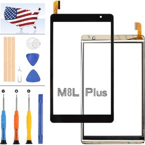 Screen Replacement for BLU M8L Plus Touch Screen Digitizer Tablet 8.0 inch with Repair Tool Kit, Tablet Replacement Parts for BLU M8L Plus M0210WW M0211WW Screen Replacement Black (No LCD Display)