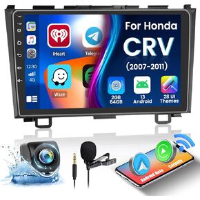 Fuluku【2+64GB】 for Honda CRV 2007-2011 Android 13 Carplay Stereo with Wireless Carplay Android Auto, 9'' Touch Screen Car Radio GPS WiFi, Bluetooth SWC Mic Backup Camera Mirror Link FM RDS