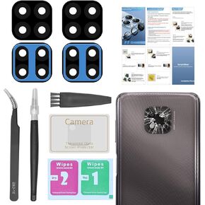 2 Pack Back Rear Camera Lens Glass Replacement for Motorola Moto G Power 2021 XT2117 with Pre-Installed Adhesive, Include Repair Tool Set+ Installation Manual+ Camera Lens Protector (Black)