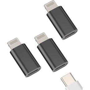 USB C Female to Lightning Male Adapter(3pack) Charger Type-C Cable Port Converter for Apple Iphone 14 13 12 11 Pro Max Mini Xs Se 7 X Xr 8 Plus 6 Ipad Air 2018 Charging Cord Data Sync Charge Connector