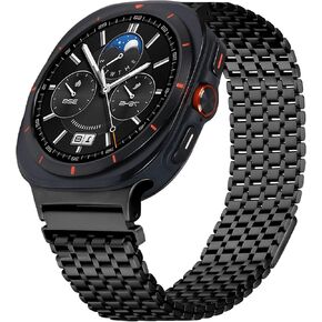 OULUCCI Compatible With Galaxy Watch Ultra Bands 47mm (2024) Men Business Casual Ultrathin Magnetic Metal Stainless Steel Galaxy Watch 7 Ultra Bands