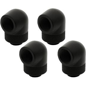 XSPC G1/4" 90 Degree Rotary Fitting V2, Matte Black, 4-pack