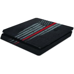 MightySkins Skin Compatible with Sony PS4 Slim Console - Thin Red Line | Protective, Durable, and Unique Vinyl Decal wrap Cover | Easy to Apply, Remove, and Change Styles | Made in The USA