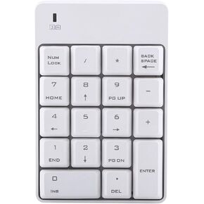 Akozon Number Pad,Wi Fi USB Numeric Keypad,18 Key Mini Transportable Data Entry Wide Variety Pad for Laptop Computer PcLaptop (White)