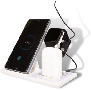 Qi Wireless Fast Charging Stand 3 in 1 Fast Wireless Charger Compatible with Multi-Devices W/Wall Connector