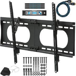 Cheetah APTMMB TV Wall Mount for 20-80" TVs (Some up to 90") up to VESA 730 and 165lbs, and fits 16" and 24" Wall Studs, and Includes a Tilt TV Bracket, a 10' Twisted Veins HDMI Cable and a 6" 3-Axis