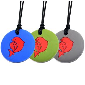 Sensory Chew Necklaces, Silicone Dolphins Chew Necklaces for Sensory Kids with Autism, ADHD, SPD, Biting, Chewy Necklace Sensory Boys and Girls Reduce Special Needs Chewing Anxiety Fidget-3 pcs