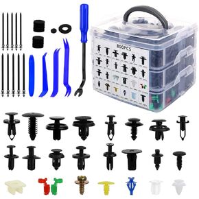 835 PCS Car Push Retainer Clips and Plastic Fasteners Kit - 24 Sizes Nylon Bumper Fender Clips Plastic Rivets with Fasteners Removal Tool for Toyota GM Ford Honda Acura Chrysler in Kuwait