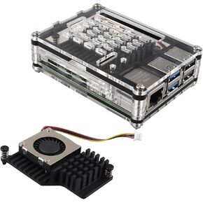 Generic ZDE Acrylic Case with Active Cooler Fan 9 Layers Clear Case for Raspberry Pi 5 4GB/8GB, ZP506