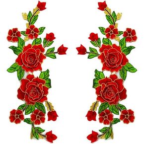 Fabric 3D Colorful Flower Lace Sewing Applique Patch Collar Applique DIY Craft Neckline Sewing Embroidery Patches Accessory for Cheongsam Clothes Dress 2 Pcs/lo (Blue) in Kuwait