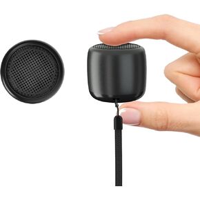 2Pack Portable Mini Speaker, Bluetooth Tiny Speaker, Wireless Mini Speaker for Shower, Room, Bike, Rechargeable Battery, Built-in Microphone, Cute Mini Speaker with Strap to Carry, Black