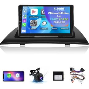 [2+64G] for BMW X3 E83 2004-2012 Android 13 Radio - 9 Inch Touch Screen Car Radio - Wireless Carplay & Android Auto, GPS Navigation, WiFi, Mirror Link, EQ, FM, SWC + AHD Backup Camera + Canbus