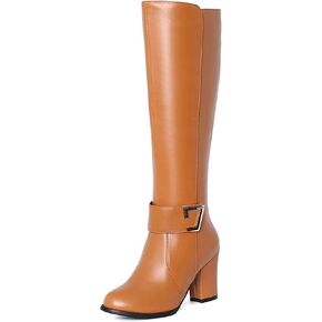 Women's Block Heel Long Boots Solid Color Knee High Boots