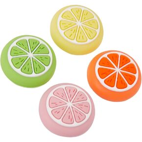 GORGECRAFT 4 Colors Silicone Joycon Thumb Grip Caps Cute Kawaii Soft Round Lemon Thumbstick Joystick Rocker Button Cover Replacement Compatible with Switch 1.7x1.7cm