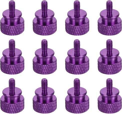 MECCANIXITY 12pcs UNC6-32x6.5mm مخرش الإبهام المسمار حالة الكمبيوتر الخيوط اليد تشديد مسامير سبائك الألومنيوم لحالة الكمبيوتر، الأرجواني in Kuwait