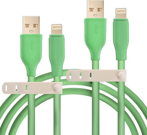 USB A to Lightning Cable 3.3FT 6.6FT, [Apple MFi Certified], Long Lightning Silicone Fast Charging Cable, Suitable for iPhone 14/14 Pro/13/12 Pro Max/12/11/X/XS/8 Plus and More（Silicone Green） in Saudi Arabia